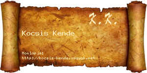 Kocsis Kende névjegykártya